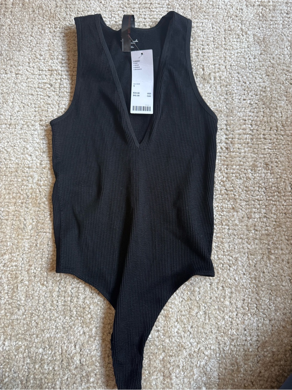 Urban Outfitters Black Ribbed V-Neck Kids Bodysuit